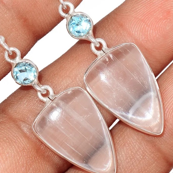 Devine Light Selenite and sterling silver earrings - Picture 2 of 2